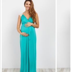 Pink blush maternity maxi dress